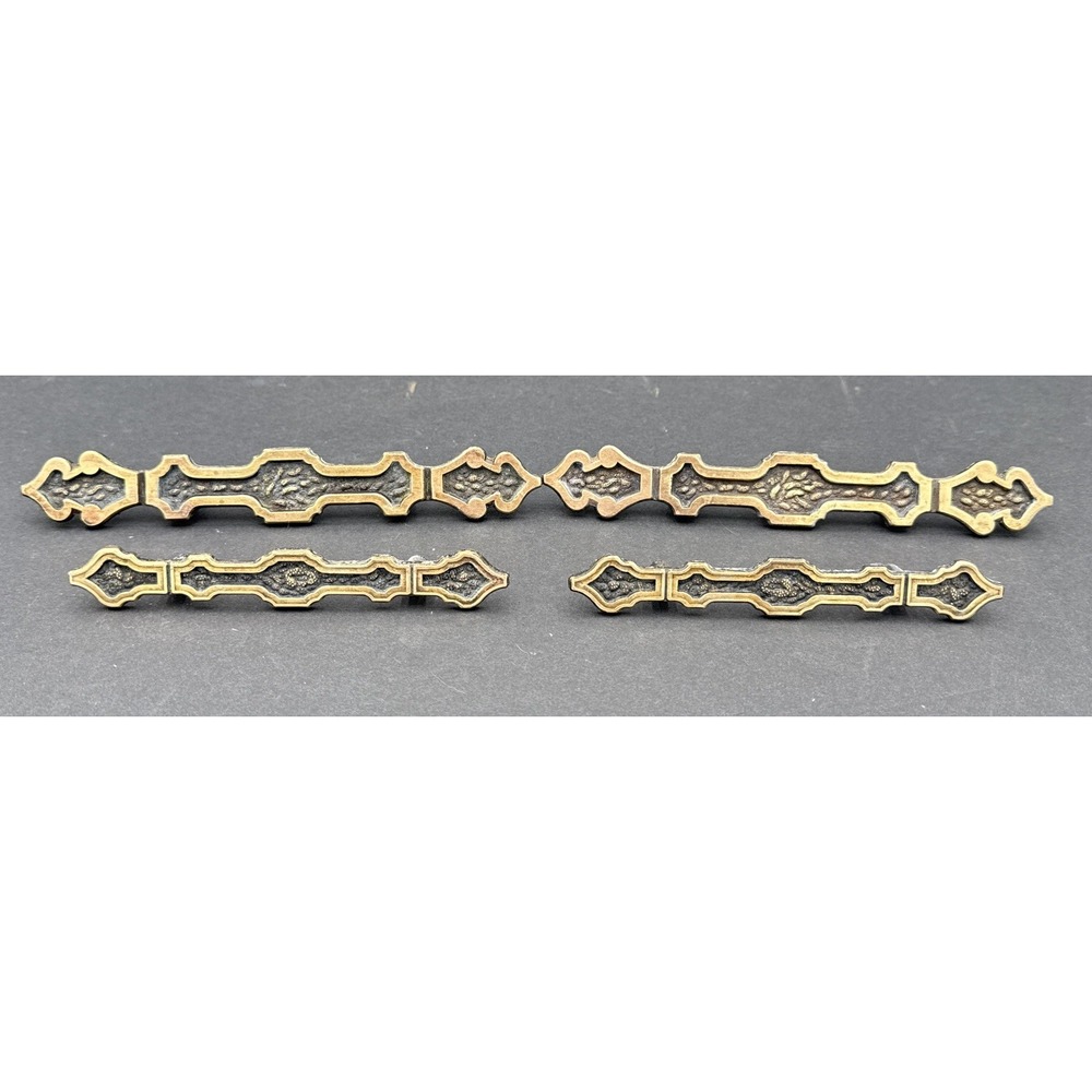 VTG Spanish Gothic Ornate Brass Drawers Handles Pulls Japan Allison lot of 4